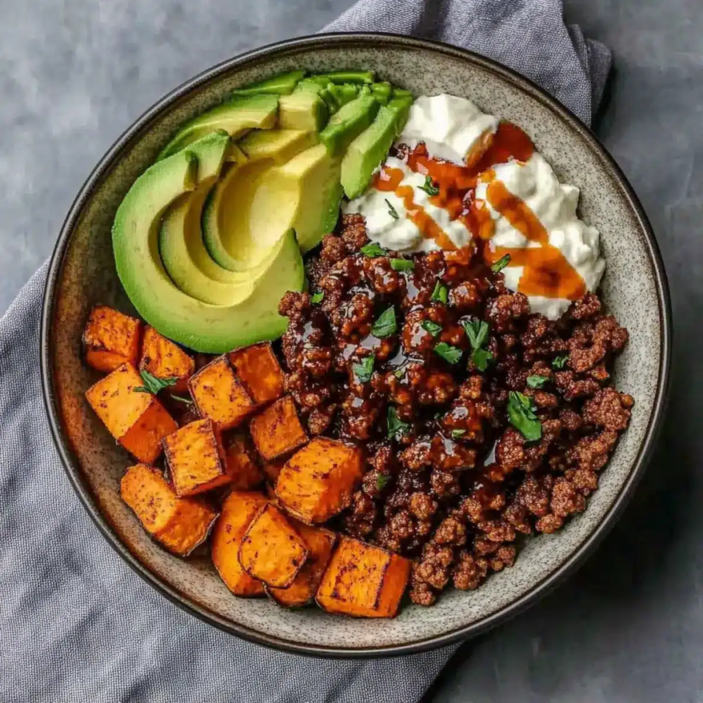 Best Hot Honey Sweet Potato Beef Bowl recipe 1 2 Hot Honey Sweet Potato Beef Bowl – Best Sweet & Spicy Comfort Meal