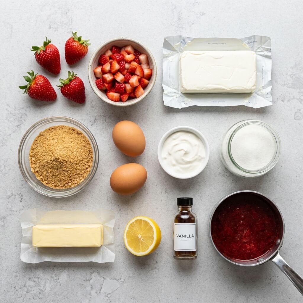 Mini Strawberry Cheesecakes with Easy Homemade Sauce