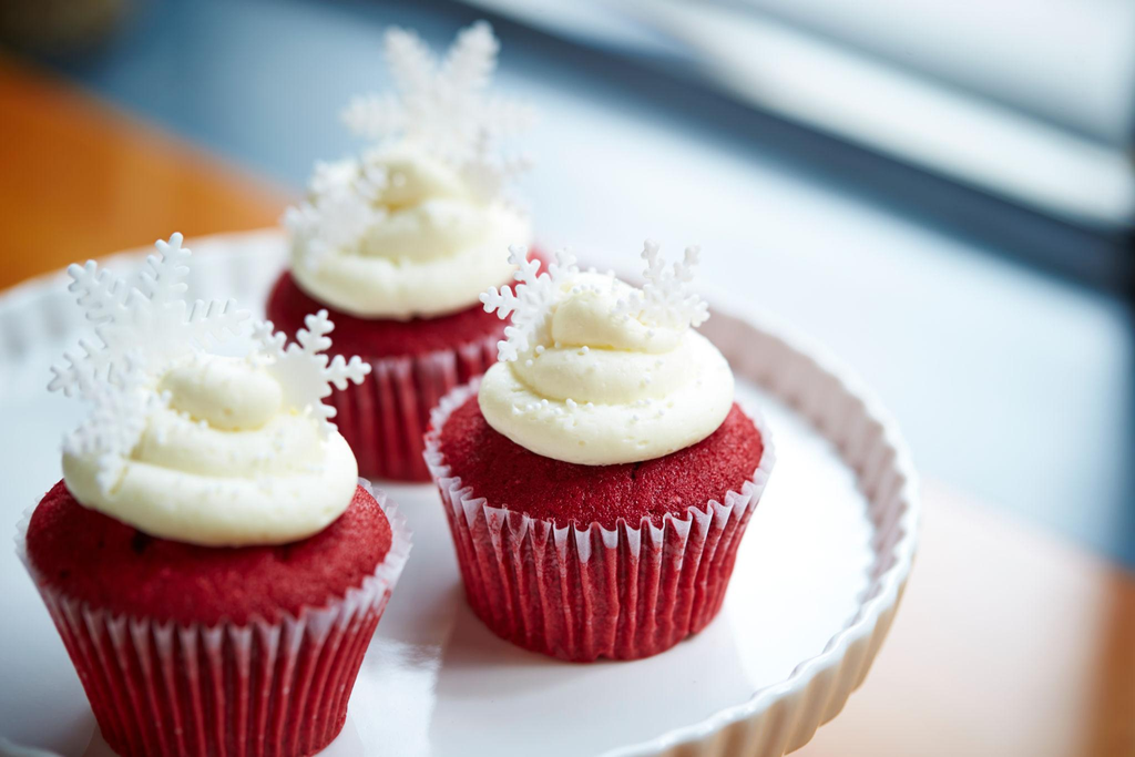 Christmas Red Velvet Snowflake Cupcake
