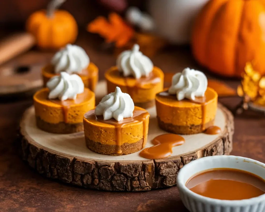 Mini Pumpkin Cheesecake Bites with Caramel Topping Recipe