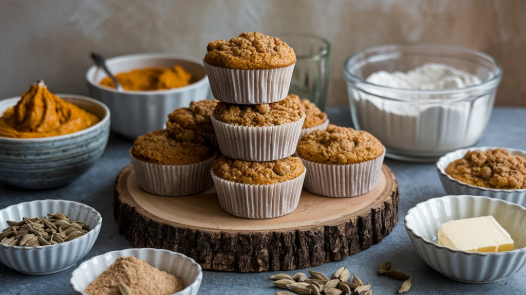 Pumpkin Cardamom Crumb Muffins