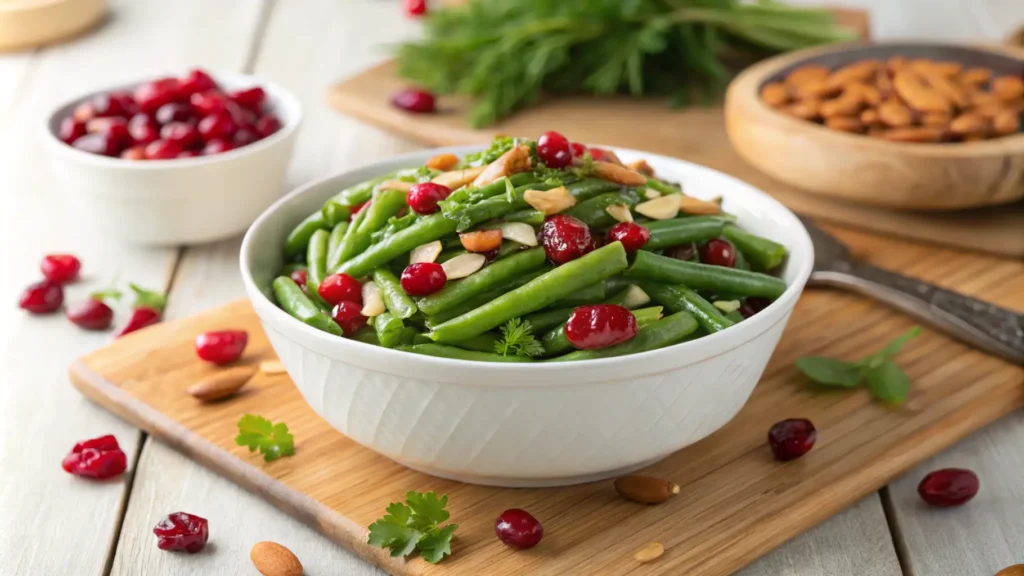 Crushed Green Bean Salad with Cranberry