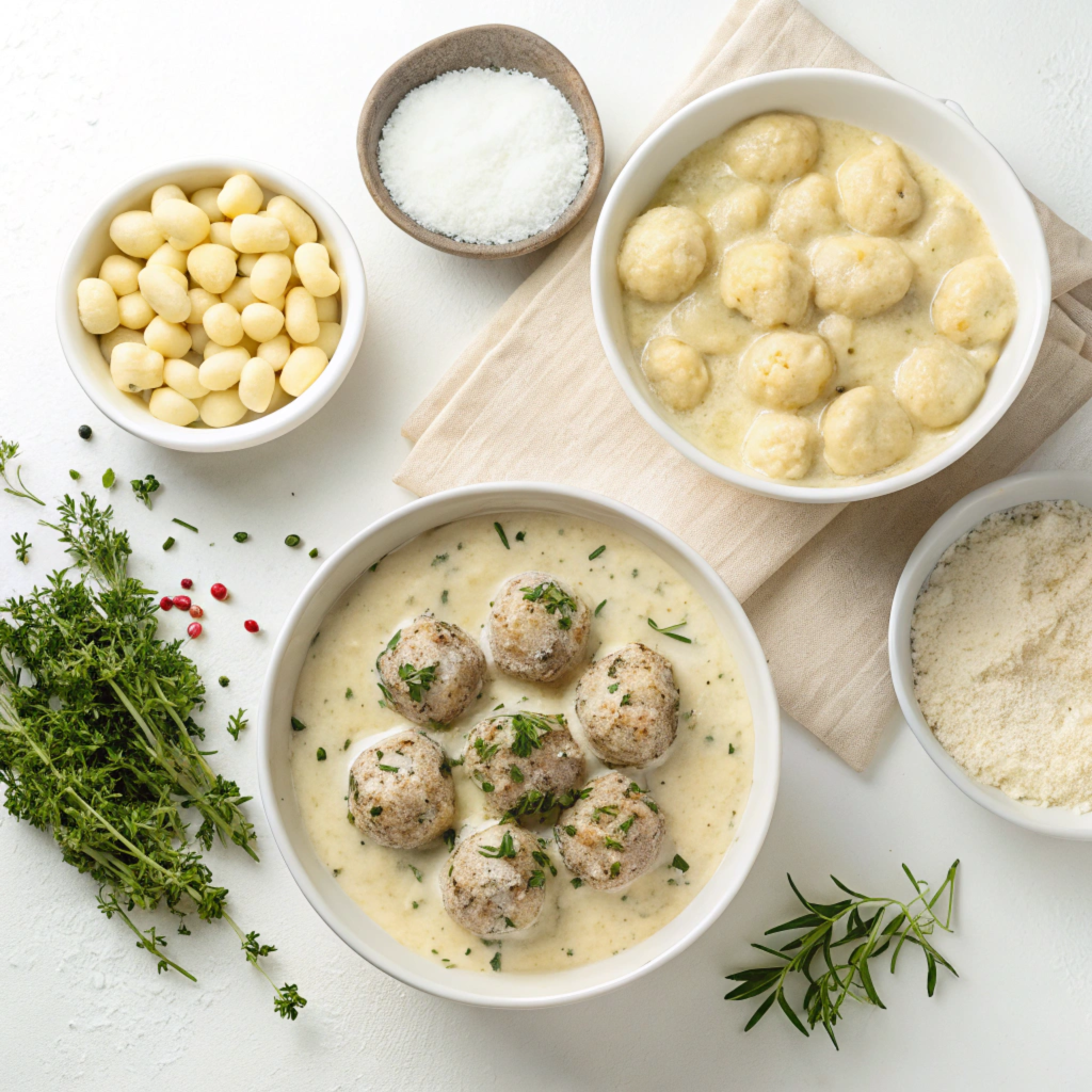 Easy Slow Cooker Tuscan Chicken Meatballs with Gnocchi