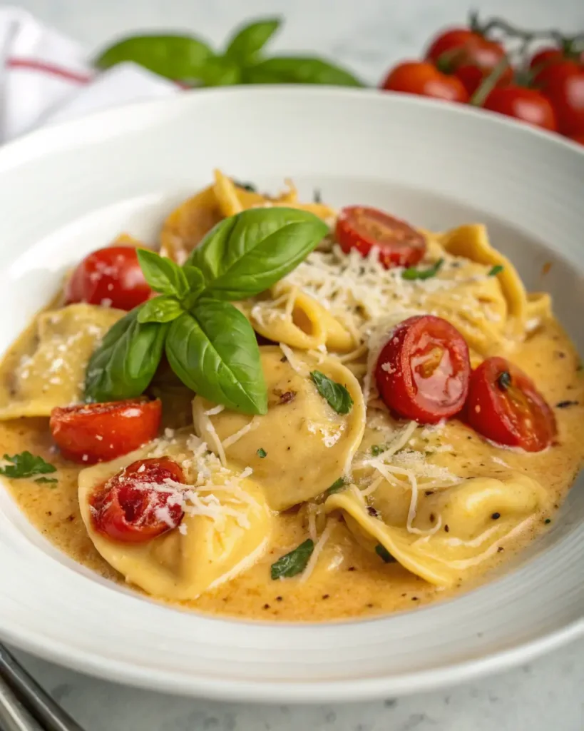 30-Minute Creamy Tortellini with Cherry Tomatoes